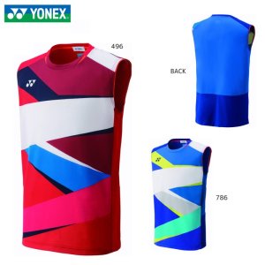 画像1: 【40％OFF】YONEX　メンズゲームシャツ（ノースリーブ）　サンセットレッドSサイズ/10310 (1)