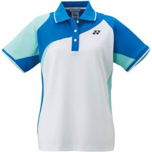 画像1: 【メール便/配達日時指定不可】YONEX　ウィメンズゲームシャツ　ホワイト/ブルーXOサイズ/20434 (1)