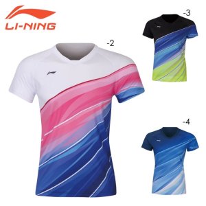 画像1: LI-NING レディースゲームシャツ　ブルーSサイズ/AAYQ072 (1)