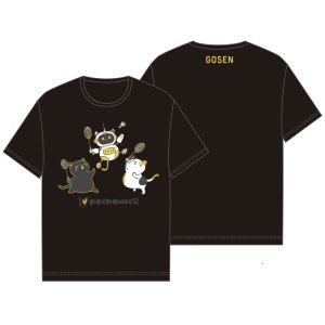 画像1: 【メール便/配達日指定不可】GOSEN　ユニ秋企画ポチャネコBD　T　ブラック/NPT66 (1)