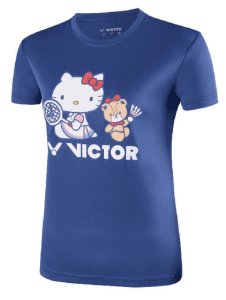 画像1: 【メール便/配達日時指定不可】VICTOR　レディースTシャツキティ　ネイビー/T-KT203 (1)