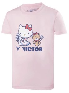 画像1: 【メール便/配達日時指定不可】VICTOR　ジュニアTシャツキティ　ライトピンク/T-KT203JR (1)